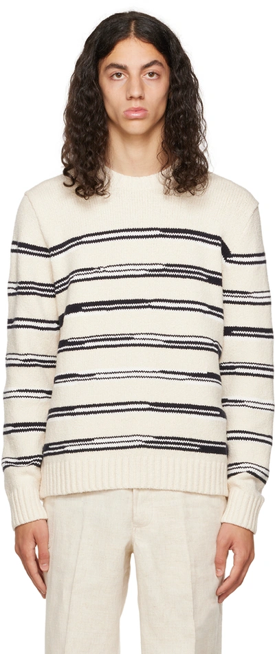 Shop Vince Off-white Striped Sweater In Bone/coastal-101boc