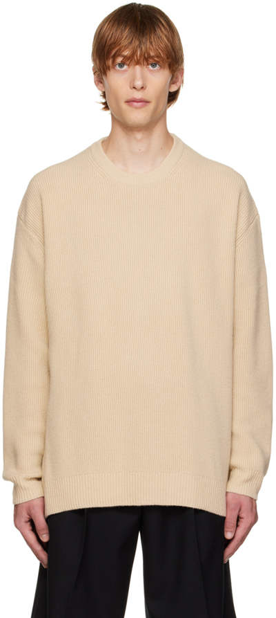 Shop Solid Homme Beige Ribbed Sweater In 607e Beige