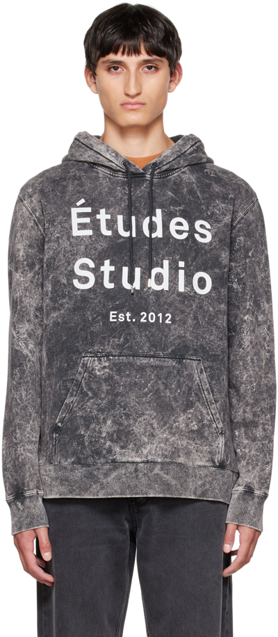 Shop Etudes Studio Black Klein Print Hoodie In Bleached Black