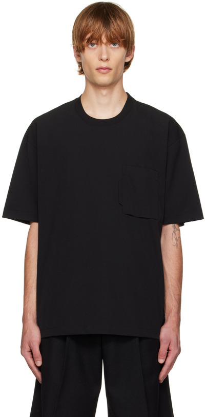 Shop Solid Homme Black Pocket T-shirt In 701b Black