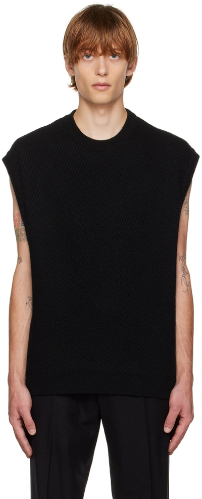 Shop Solid Homme Black Minimal Vest In 644b Black