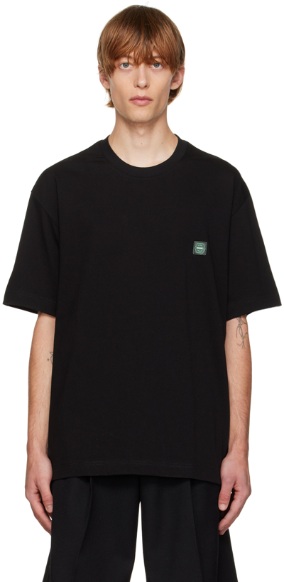 Shop Solid Homme Black Embroidered T-shirt In 708b Black
