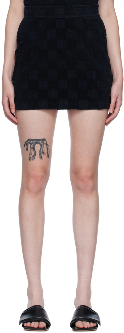 Ambush Monogram-debossed Mini Skirt In Black Black