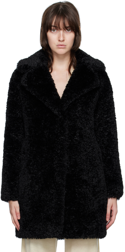 Shop Herno Black Sherpa Coat In 9300 Nero