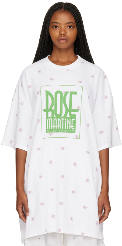Shop Martine Rose White Print T-shirt In Lldtf Lilac Ditsy Fl