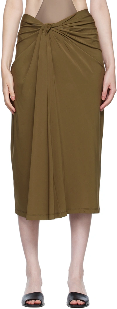 Shop Rosetta Getty Ssense Exclusive Brown Knotted Midi Skirt In Deset Palm