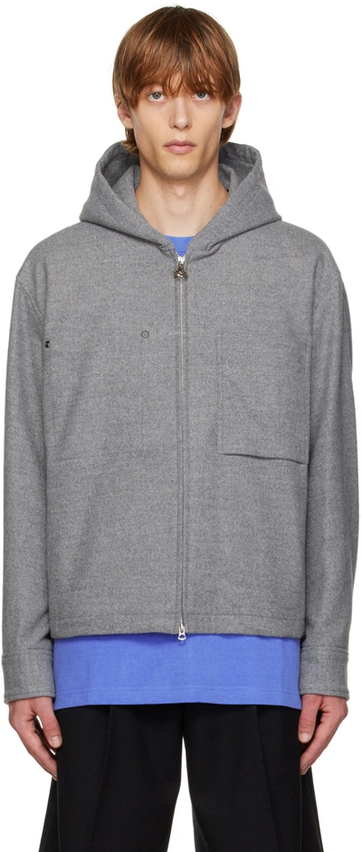 Shop Solid Homme Gray Hooded Jacket In 408g Grey