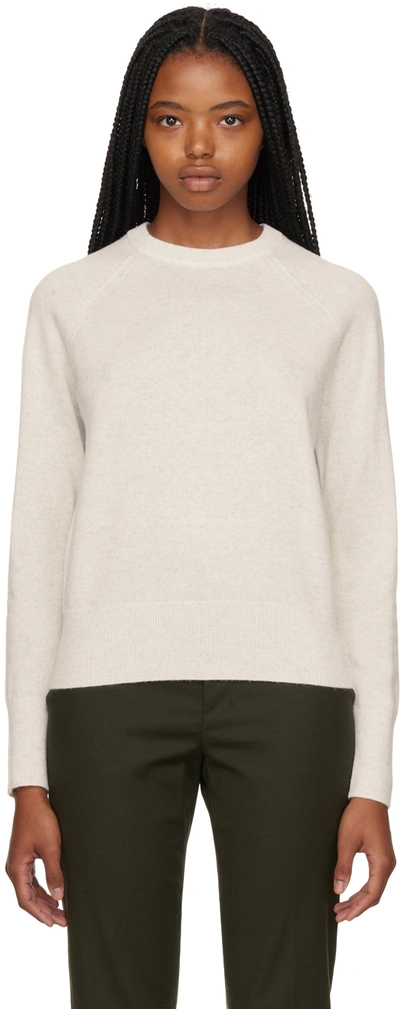 Shop Vince Off-white Crewneck Sweater In H White-065hwt