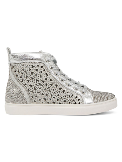 Shop Lady Couture Women's Embellished High Top Sneakers In Silver