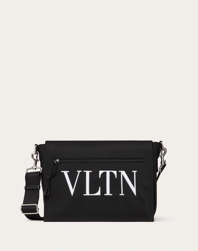 Shop Valentino Garavani Vltn Nylon Messenger Bag In Black/white