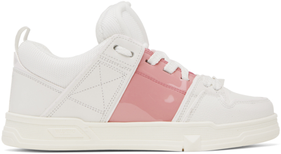 Shop Valentino White & Pink Open Skate Sneakers In J42 Bianco/coral Blu