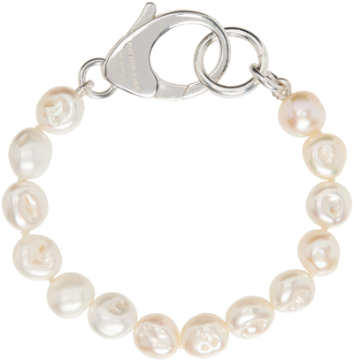 Shop Hatton Labs Off-white Gnocchi Pearl Bracelet In Sterling Silver