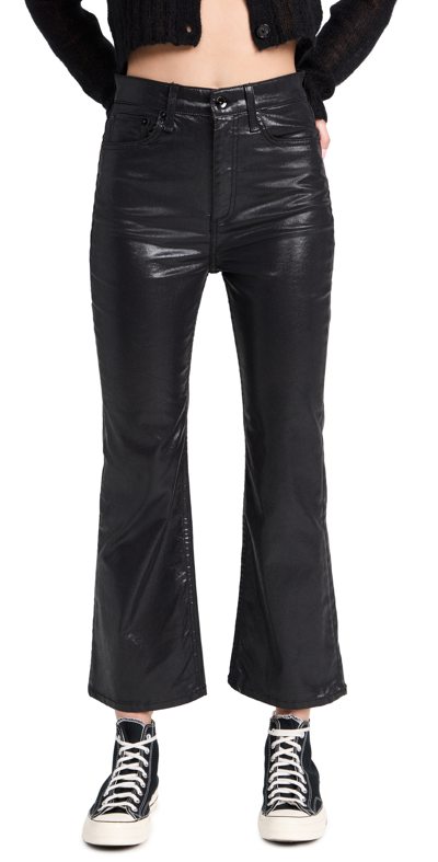 Shop Rag & Bone Casey High Rise Ankle Flare Jeans In Coated Black