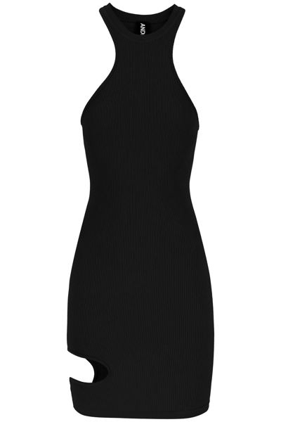 Shop Andreädamo Ribbed Jersey Mini Dress In Black