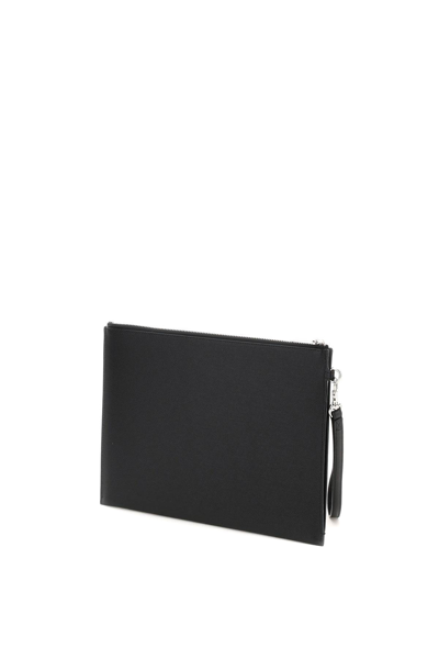 Shop Saint Laurent Leather Tablet Holder In Black