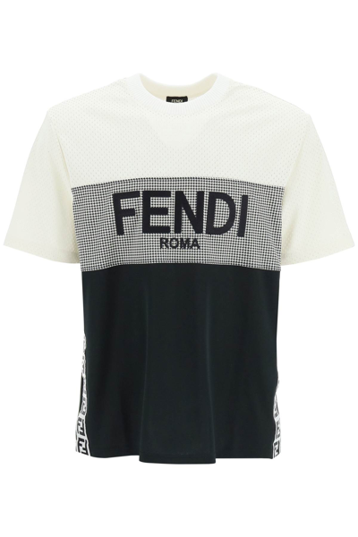 Shop Fendi Jersey T-shirt With Logo In Black,white