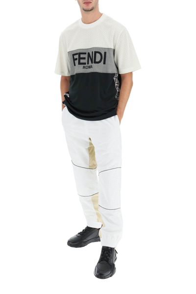 Shop Fendi Jersey T-shirt With Logo In Black,white