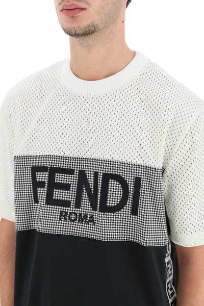 Shop Fendi Jersey T-shirt With Logo In Black,white