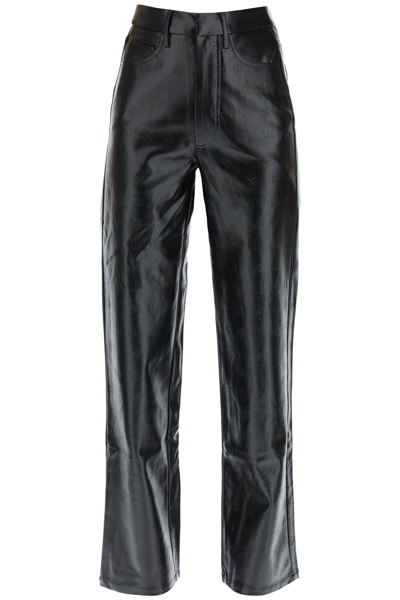 Shop Rotate Birger Christensen 'rotie' Monogram Faux Leather Pants In Black
