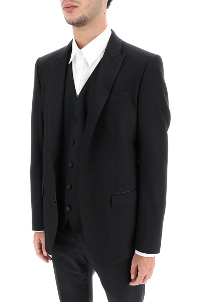 Shop Dolce & Gabbana Martini Fit 3-piece Tuxedo Suit In Black