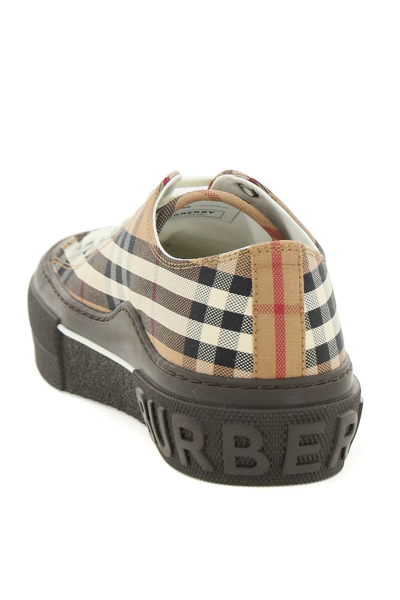 Shop Burberry Vintage Check Cotton Sneakers In Beige,brown