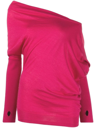 Shop Tom Ford Fuchsia One-shoulder Knitted Top In Pink