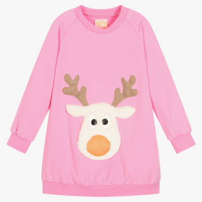 Shop Wauw Capow By Bangbang Girls Pink Reindeer Dress
