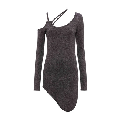 Shop Jw Anderson Cut Out Detail Asymmetric Dress In Gunmetal