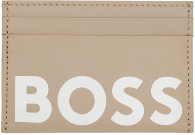 Shop Hugo Boss Beige Logo Card Holder In 270 - Light Beige