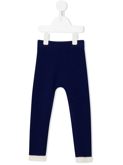 Shop Cashmere In Love Gia Ribbed-knit Cashmere Leggings In Blue