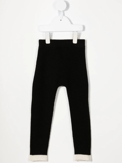 Shop Cashmere In Love Contrast-trim Cashmere Leggings In Black