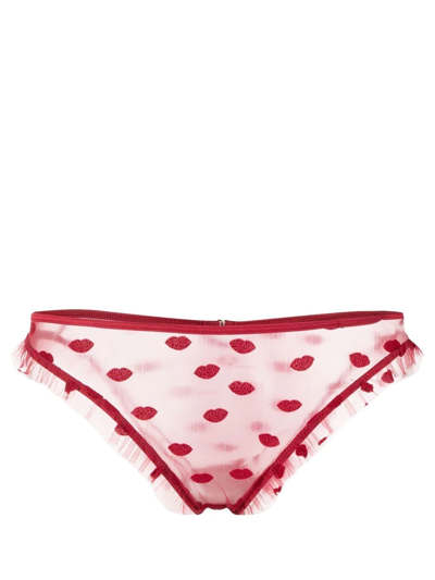 Le Petit Trou Bouche Embroidered Briefs In Red