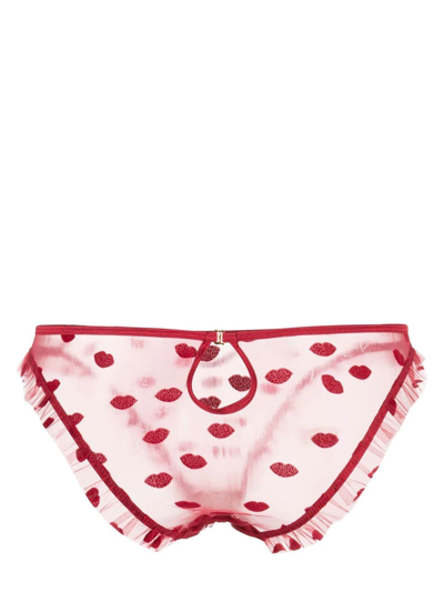 Le Petit Trou Bouche Embroidered Briefs In Red