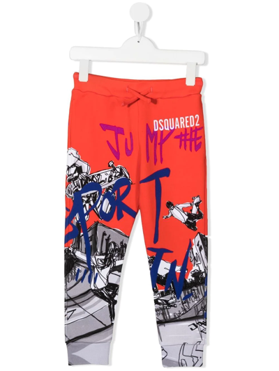 Dsquared2 Teen Graphic-print Leggings In Orange