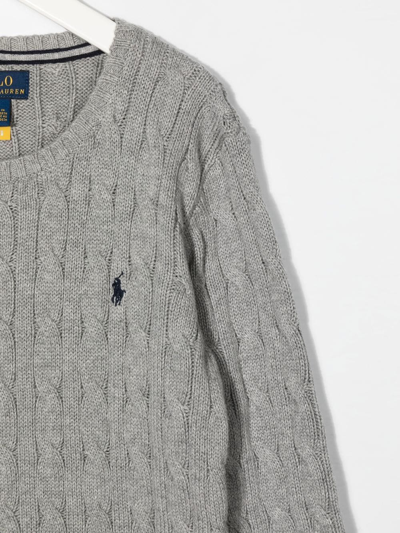 Shop Ralph Lauren Cable-knit Crew-neck Jumper In Grey