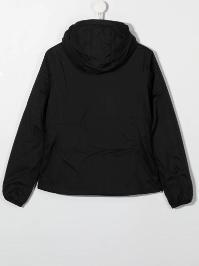 K-way Logo-patch Hooded Padded Jacket In Black