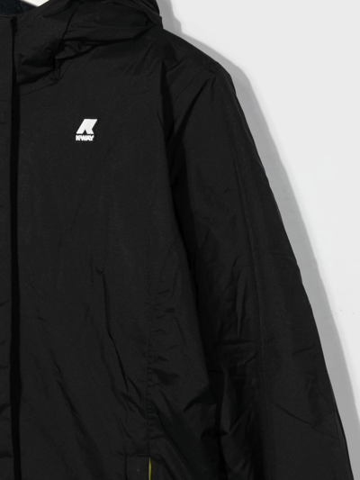 K-way Logo-patch Hooded Padded Jacket In Black