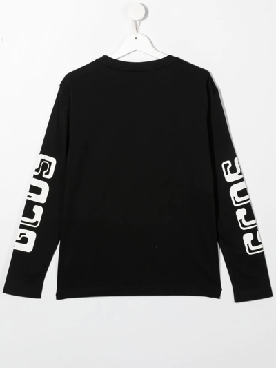 Shop Gcds Teen Logo-print Long-sleeve T-shirt In Black