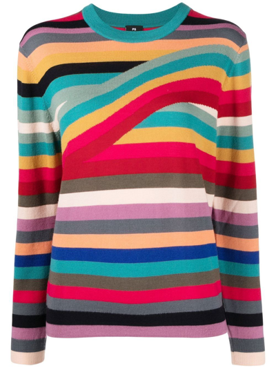Shop Ps By Paul Smith Stripe-pattern Long-sleeve Jumper In Multicolour
