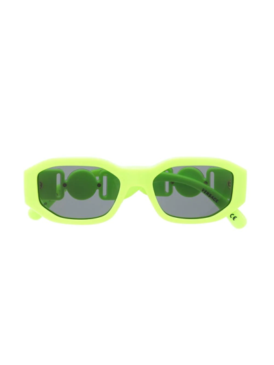 Shop Versace Oval-frame Medusa-motif Sunglasses In Green