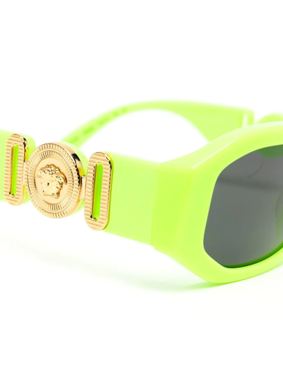 Shop Versace Oval-frame Medusa-motif Sunglasses In Green
