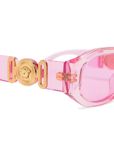 Versace Medusa-head Rectangle-frame Sunglasses In Pink