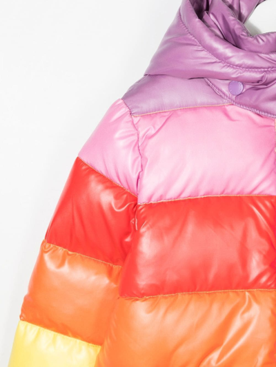 Shop Stella Mccartney Recycled Colour-block Padded Coat In Orange