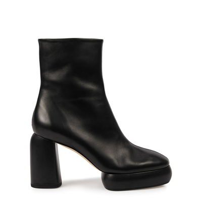 Shop Aeyde Emmy 95 Black Leather Platform Ankle Boots