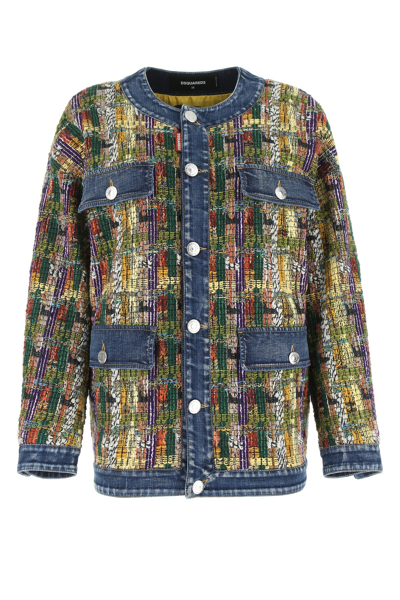 Dsquared2 Multicolor Tweed And Denim Jacket Nd Dsquared Donna 40 In New |  ModeSens