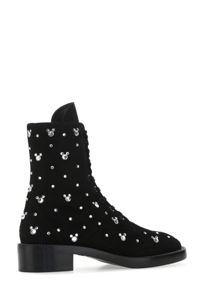 Stuart Weitzman Crystal-embellished Block Heel Boots