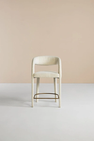 Shop Anthropologie Boucle Hagen Counter Stool In White