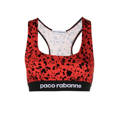 Shop Paco Rabanne Red Bodyline Printed Sports Bra