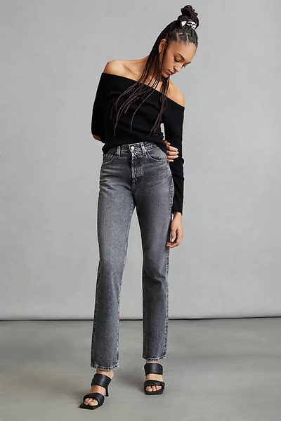 Shop Ag Alexxis High-rise Straight Jeans In Grey