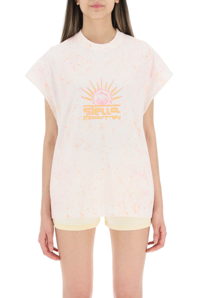 Shop Stella Mccartney T-shirt With Logo Print In Light Coral (white)